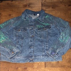 sequin denim jacket h&m
